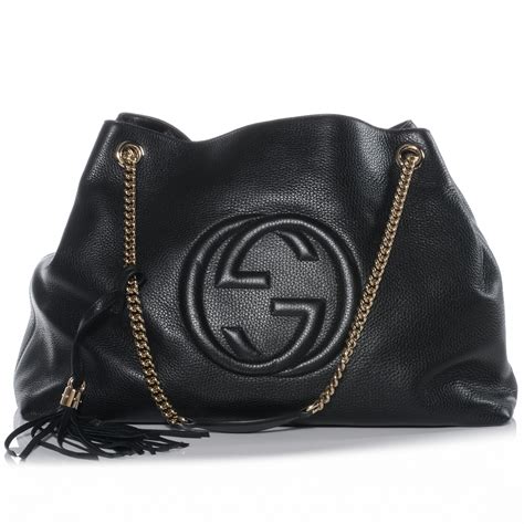 gucci soho black leather chain-strap tote|genuine Gucci bag purse tote.